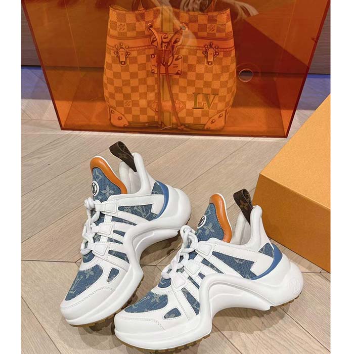 Louis Vuitton Women LV Archlight Sneaker Blue Monogram Denim Double Laces 1AC272