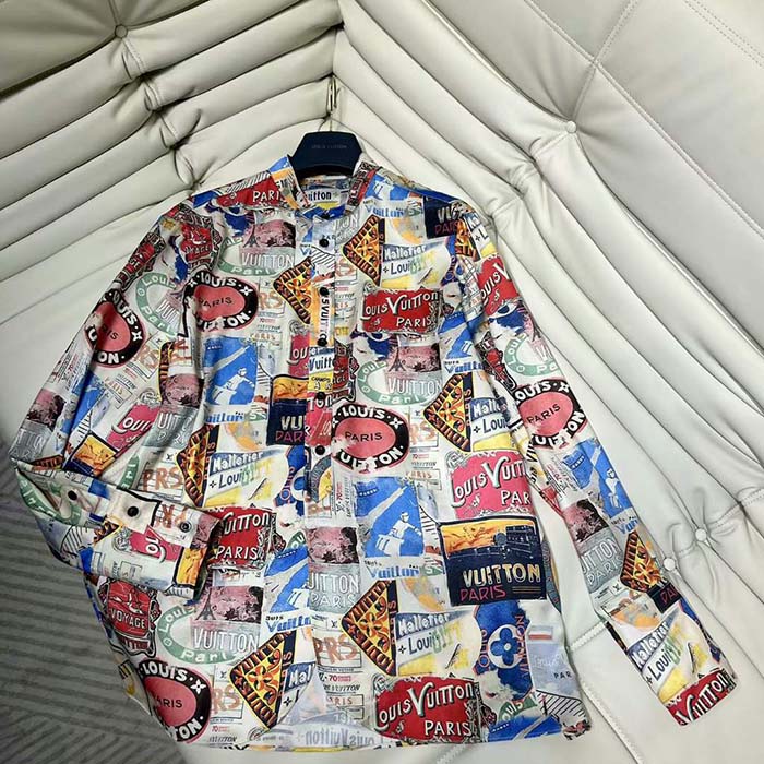 Louis Vuitton Men LV Flight Mode Elysee Palace Silk Shirt Ivory 1AFKYS