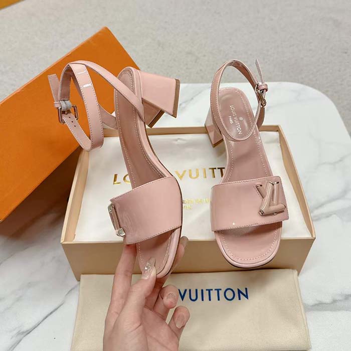 Louis Vuitton Women LV Shake Sandal Nude Pink Patent Calf Leather 1ABVVP