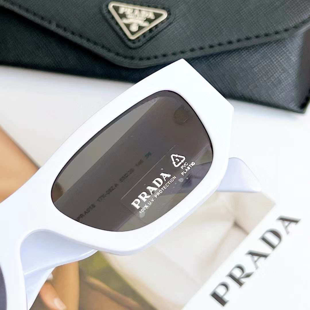Prada Unisex Prada Symbole Sunglasses Acetate Frame Front Chalk White Standard Fit