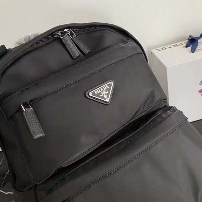 Prada Unisex Re-Nylon Saffiano Leather Backpack Black Fabric Zipper