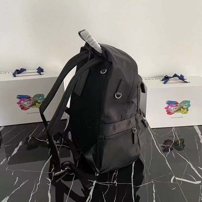 Prada Unisex Re-Nylon Saffiano Leather Backpack Black Fabric Zipper