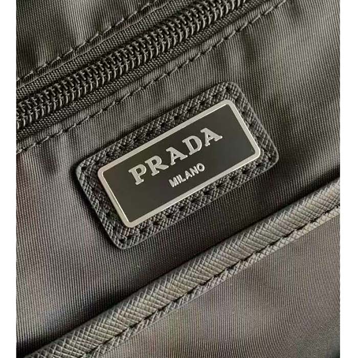 Prada Unisex Re-Nylon Saffiano Leather Backpack Black Fabric Zipper Closure