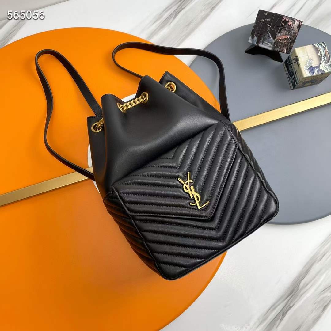 Saint Laurent YSL Women Joe Backpack Lambskin Black Leather