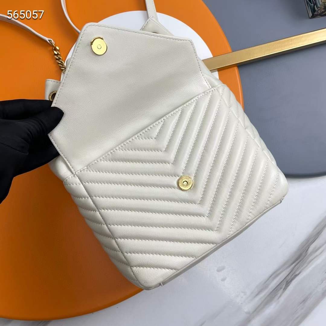 Saint Laurent YSL Women Joe Backpack Lambskin White Leather