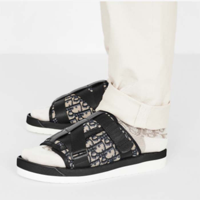 Dior CD Unisex Dior Alpha Sandal Beige Black Dior Oblique Jacquard