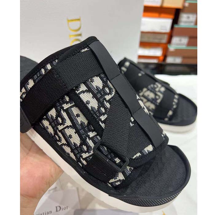 Dior CD Unisex Dior Alpha Sandal Beige Black Dior Oblique Jacquard