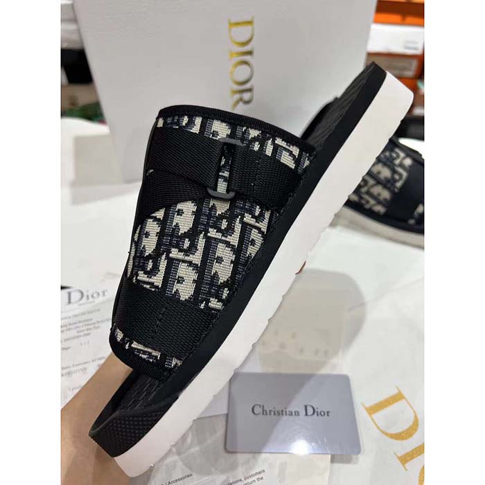 Dior CD Unisex Dior Alpha Sandal Beige Black Dior Oblique Jacquard