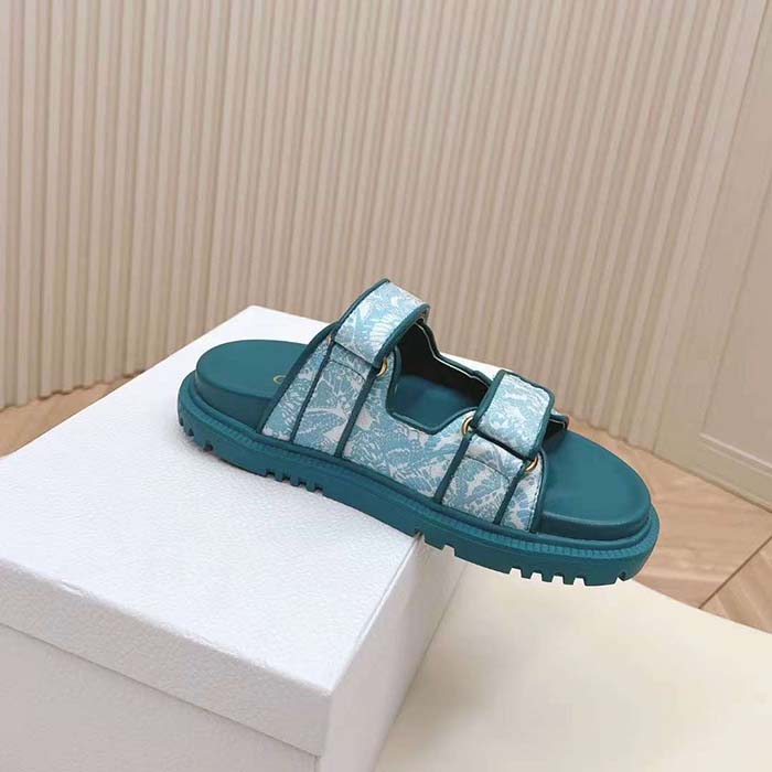 Dior Unisex CD Dioract Slide Technical Fabric Sea Green Allover Butterfly Print