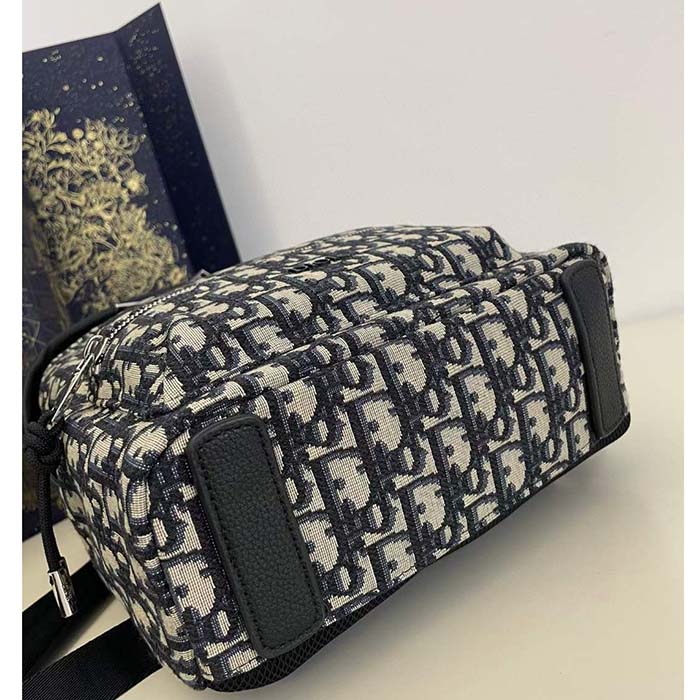 Dior Unisex CD Kid’s Rider Sling Bag Beige Blue Dior Oblique Jacquard