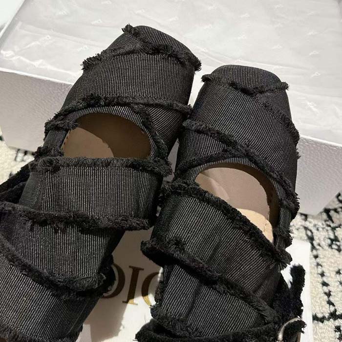 Dior Women CD Dior Songe Ballet Flat Black Fringed Grosgrain