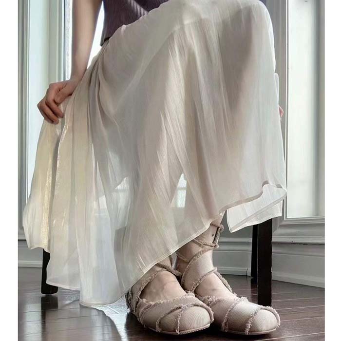 Dior Women CD Dior Songe Ballet Flat Nude Fringed Grosgrain