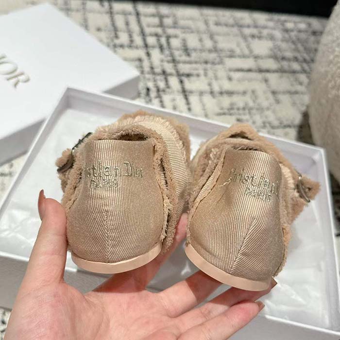 Dior Women CD Dior Songe Ballet Flat Nude Fringed Grosgrain