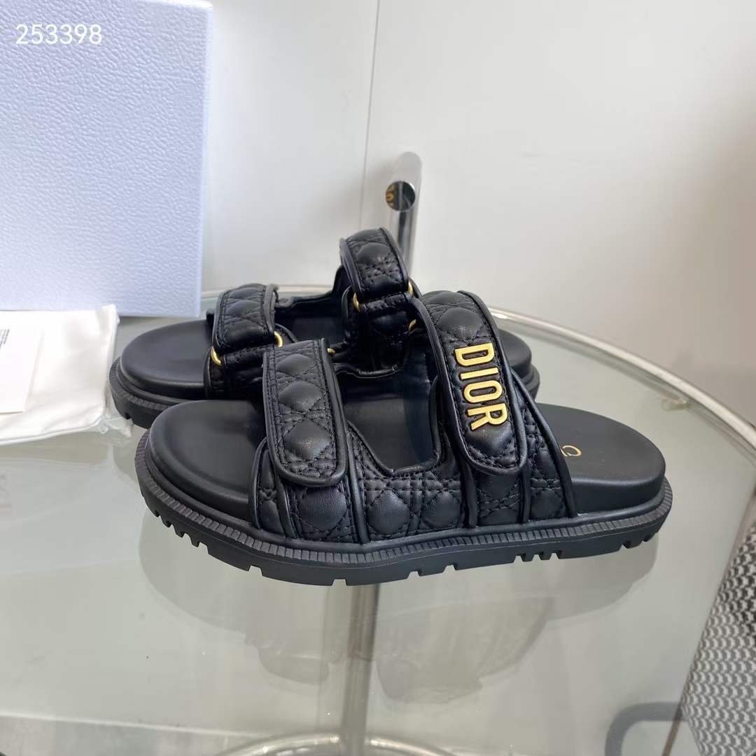 Dior Women CD Dioract Sandal Black Quilted Cannage Calfskin Reference: KCO005CQC_S900