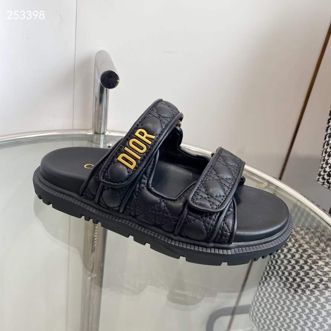 Dior Women CD Dioract Sandal Black Quilted Cannage Calfskin Reference: KCO005CQC_S900