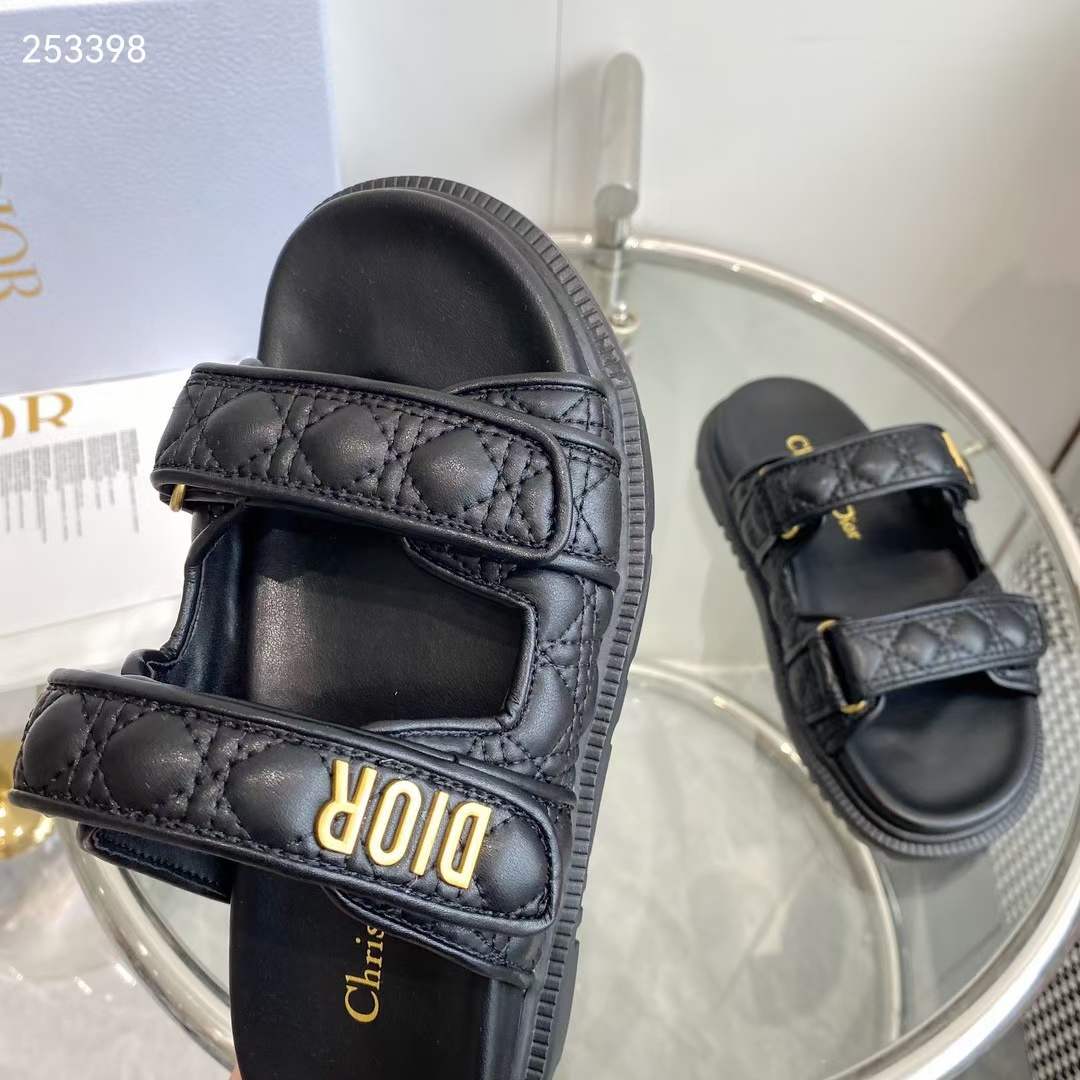 Dior Women CD Dioract Sandal Black Quilted Cannage Calfskin Reference: KCO005CQC_S900