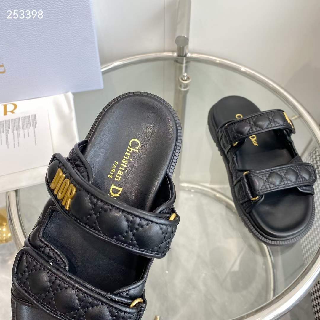 Dior Women CD Dioract Sandal Black Quilted Cannage Calfskin Reference: KCO005CQC_S900