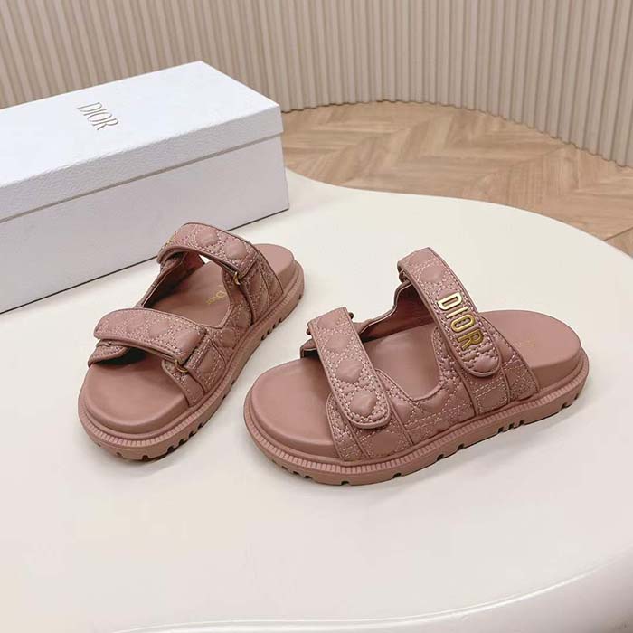 Dior Women CD Dioract Sandal Nude Quilted Cannage Calfskin