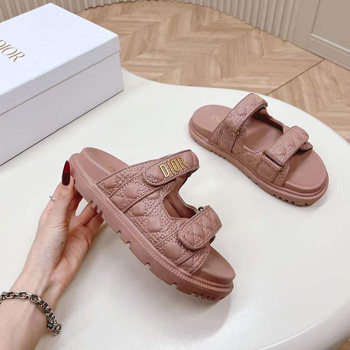 Dior Women CD Dioract Sandal Nude Quilted Cannage Calfskin