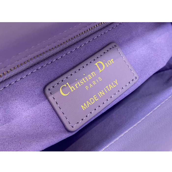 Dior Women CD Mini Lady Dior Bag Lilac Cannage Lambskin