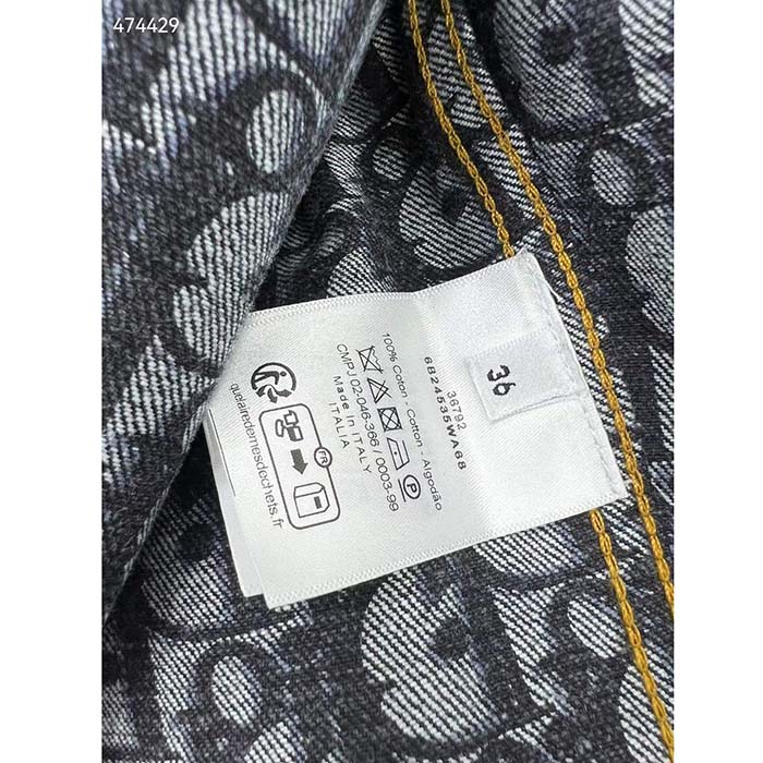 Dior Men CD Oversized Hooded Jacket Blue Cotton Denim Dior Oblique Interior