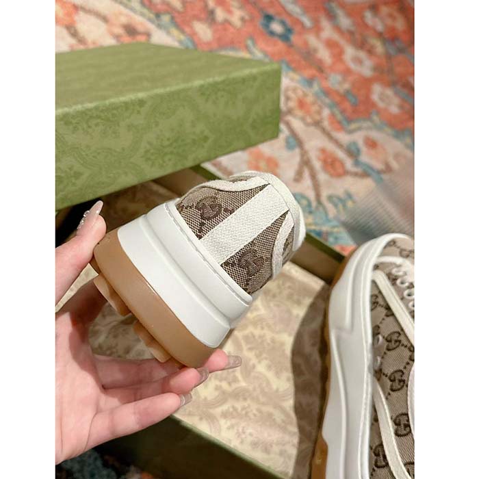 Gucci Unisex GG Sneaker Beige Ebony Original GG Canvas Low Heel