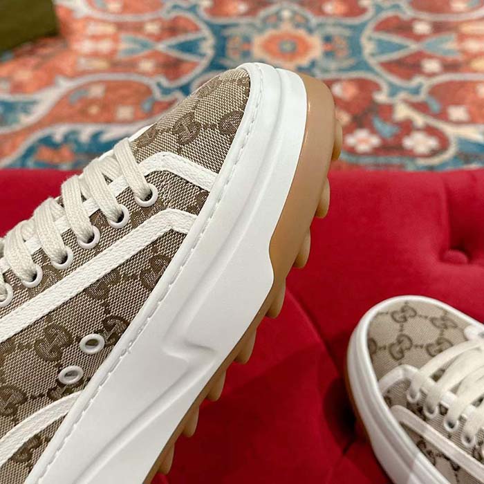 Gucci Unisex GG Sneaker Beige Ebony Original GG Canvas Low Heel
