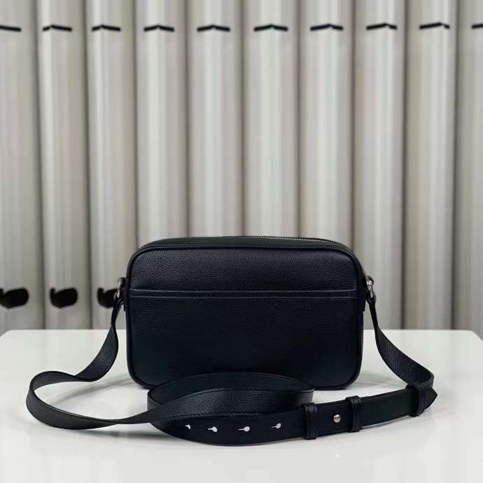 Gucci Unisex Mini Shoulder Bag Black Leather Grey Black GG Supreme Canvas