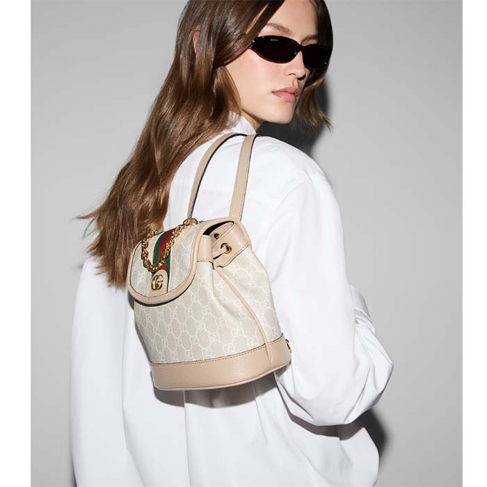 Gucci Unisex Ophidia Mini Backpack Beige White GG Supreme Canvas Double G