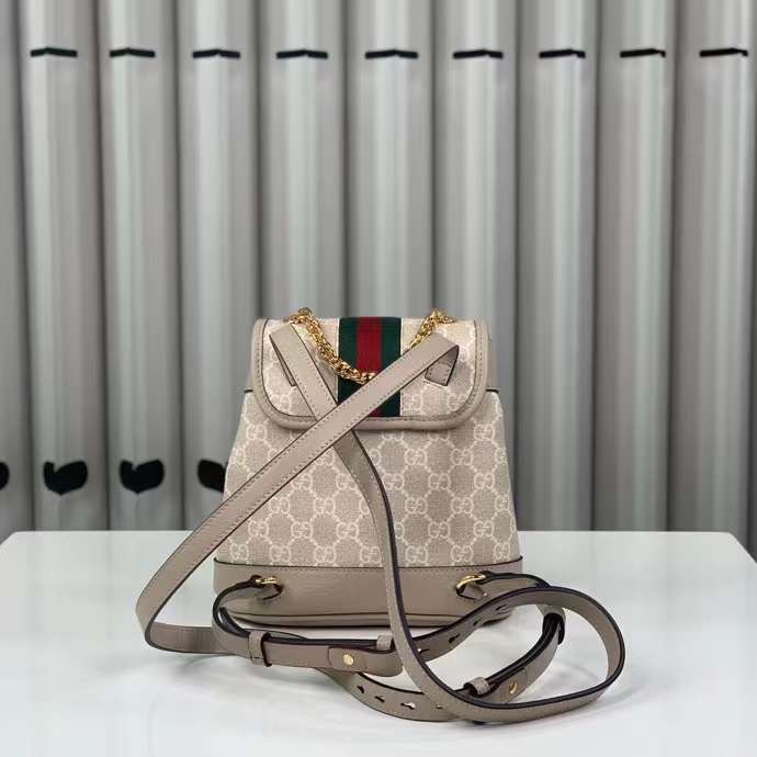 Gucci Unisex Ophidia Mini Backpack Beige White GG Supreme Canvas Double G