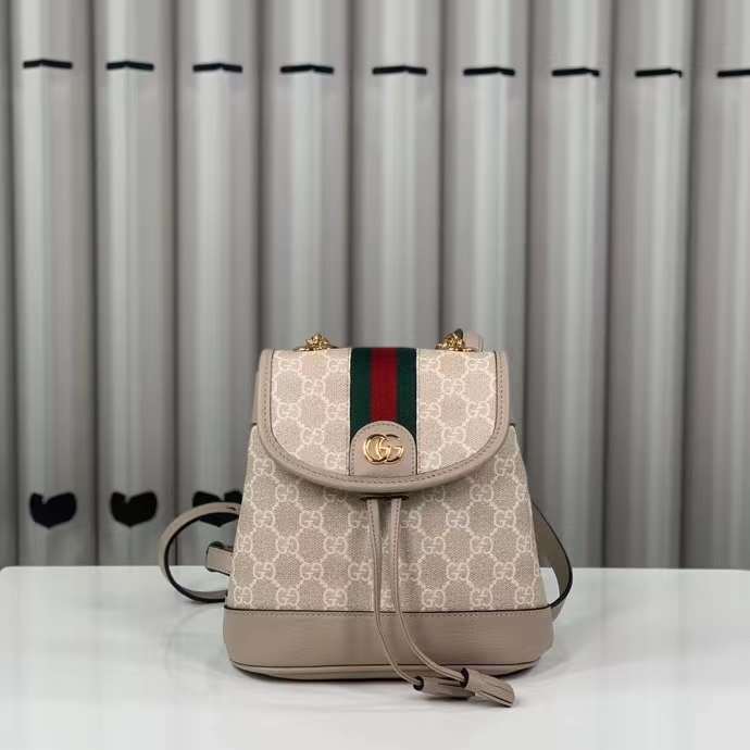 Gucci Unisex Ophidia Mini Backpack Beige White GG Supreme Canvas Double G