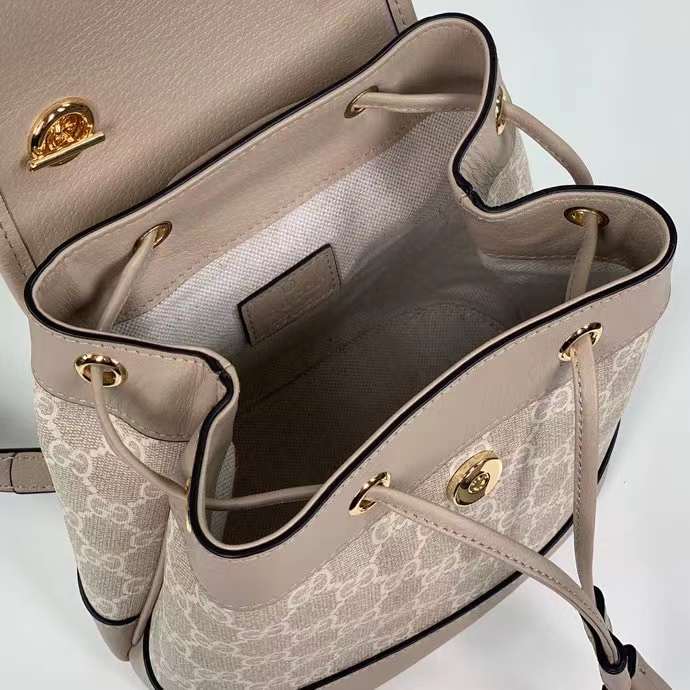 Gucci Unisex Ophidia Mini Backpack Beige White GG Supreme Canvas Double G