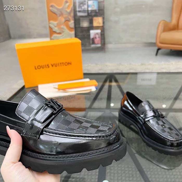 Louis Vuitton LV Unisex Major Loafer Black Damier Glazed Calf Leather Micro 1AC5WE