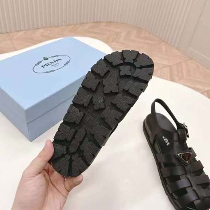 Prada Women Sporty Fisherman Sandals Black Lug Sole 2 CM Heel