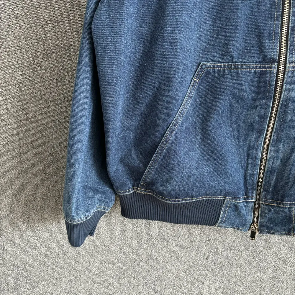 Dior Women Christian Dior Tag Hooded Jacket Blue Cotton Denim