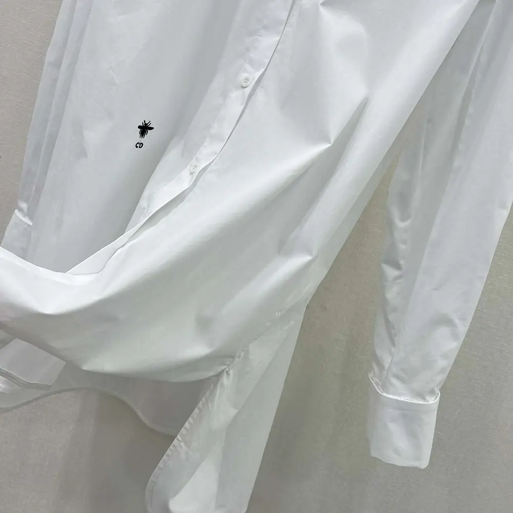 Dior Women Wing-Collar Shirt White Cotton Poplin