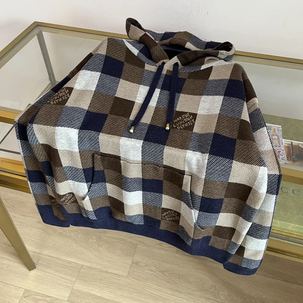 Louis Vuitton Men Damier Cashmere And Wool-Blend Hoodie 1AFXJV