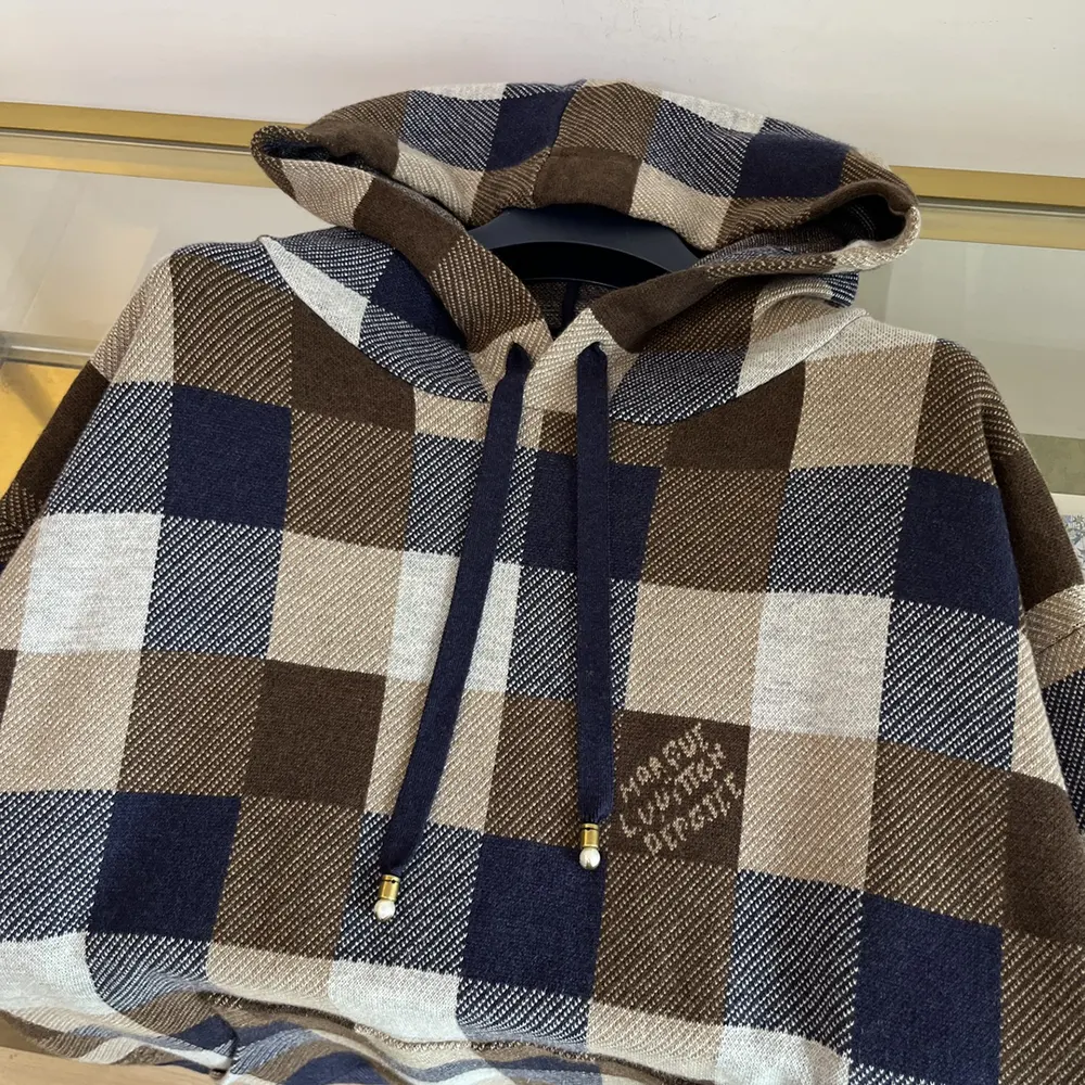 Louis Vuitton Men Damier Cashmere And Wool-Blend Hoodie 1AFXJV