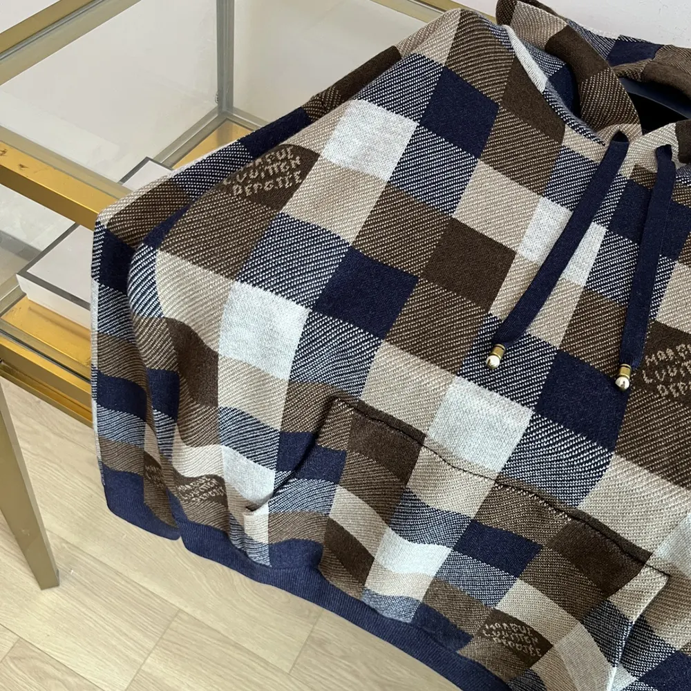 Louis Vuitton Men Damier Cashmere And Wool-Blend Hoodie 1AFXJV