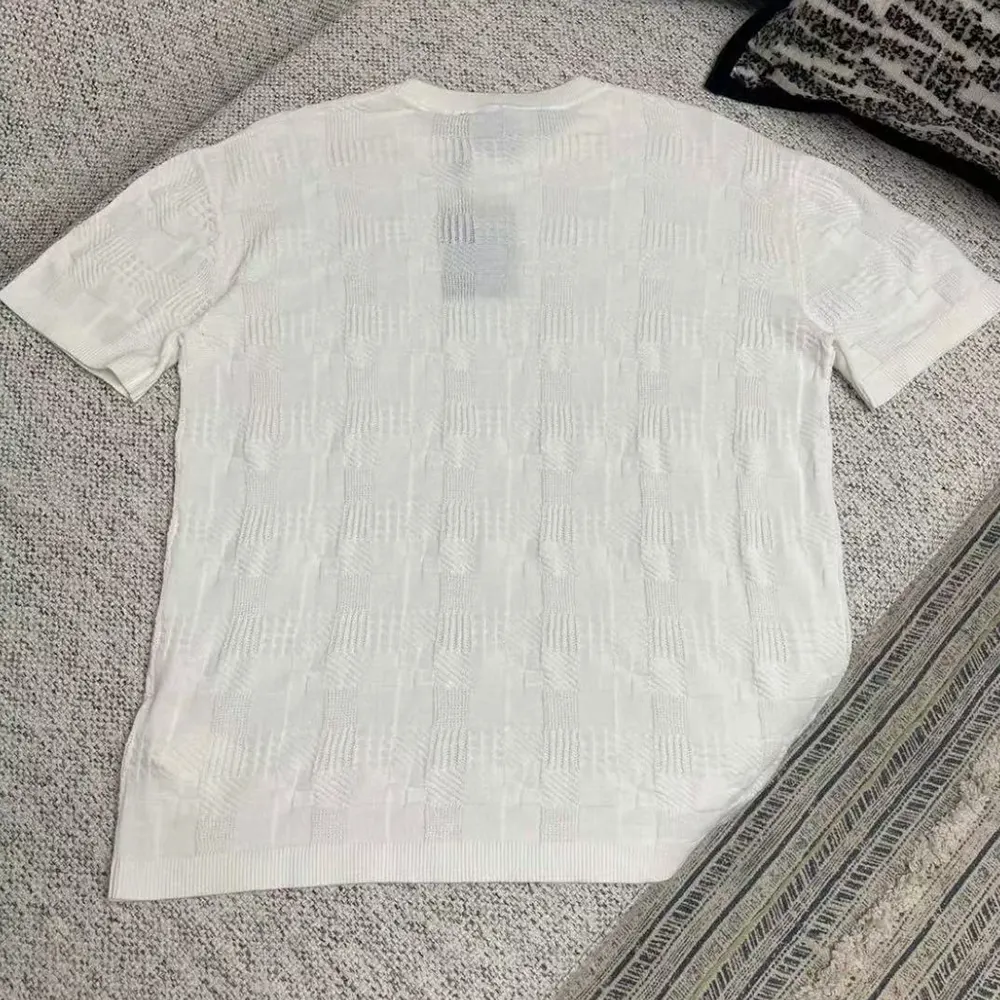 Louis Vuitton Men Damier Jacquard Short-Sleeved Cotton Crewneck 1AFVRT