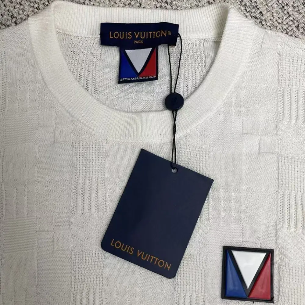 Louis Vuitton Men Damier Jacquard Short-Sleeved Cotton Crewneck 1AFVRT