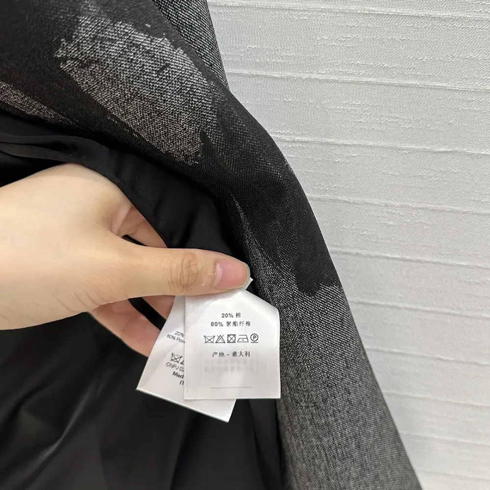 Dior Women Blazer Gray End-on-End Virgin Wool with Black Miss Dior Graffiti Motif