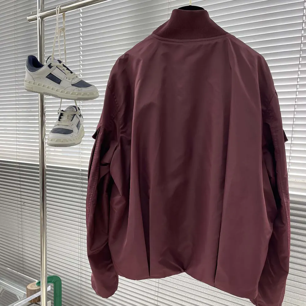 Dior Men Christian Dior Couture Bomber Jacket Burgundy Technical Fabric