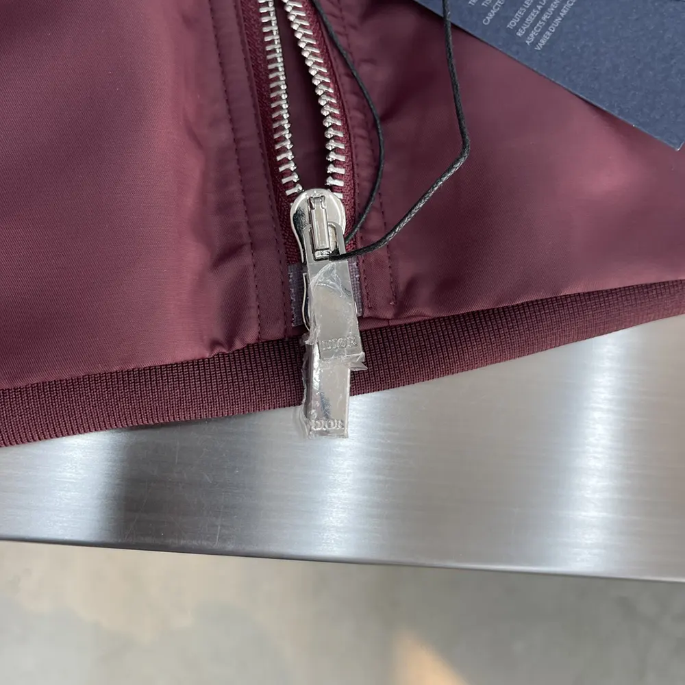Dior Men Christian Dior Couture Bomber Jacket Burgundy Technical Fabric