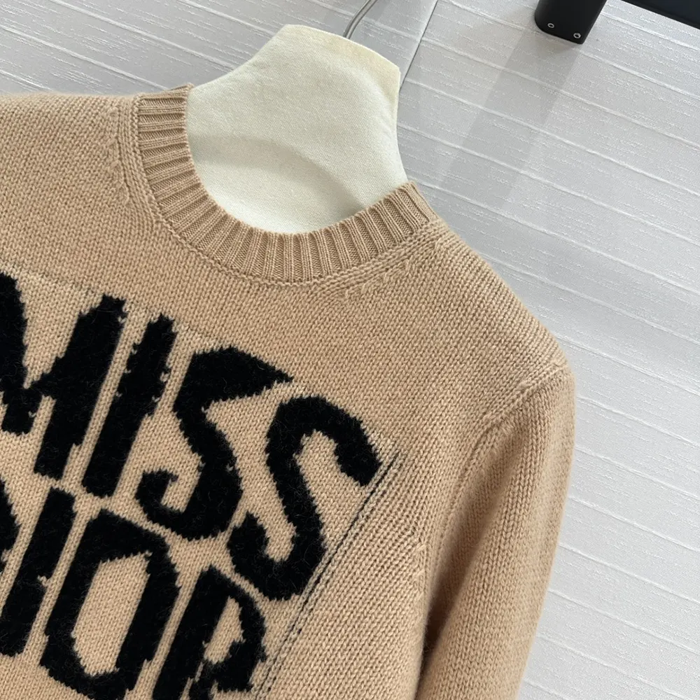 Dior Men Sweater Pale Pink Cashmere and Silk Knit with Black Miss Dior Graffiti Motif