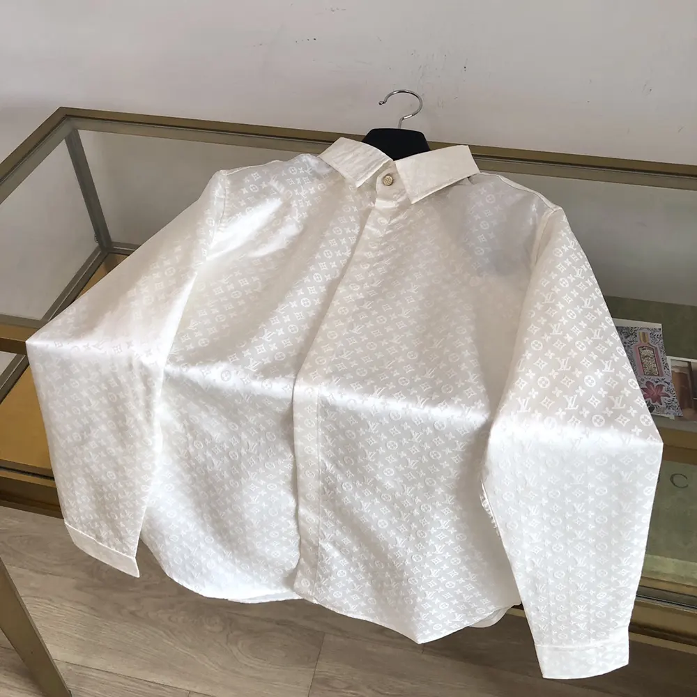 Louis Vuitton Men Monogram Long-Sleeved Silk Shirt 1AFJUE