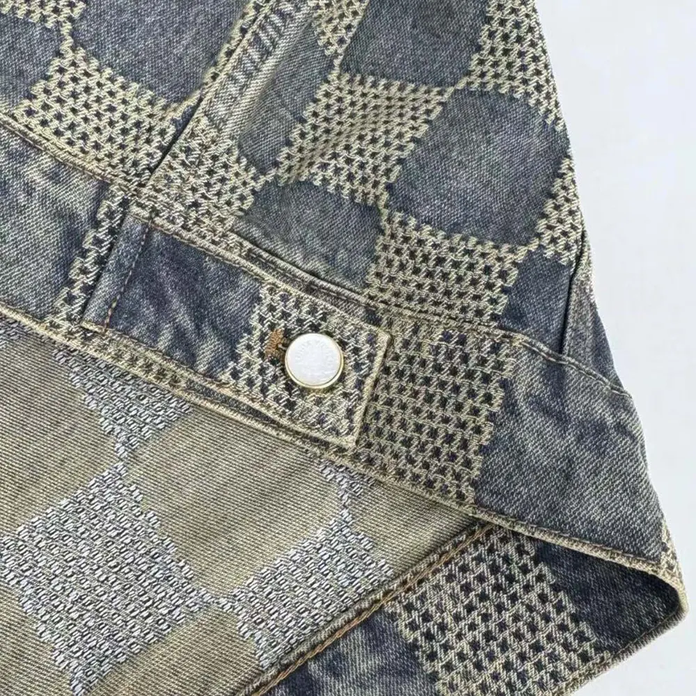 Louis Vuitton Men Damier Washed Denim Jacket-Navy 1AFWW4
