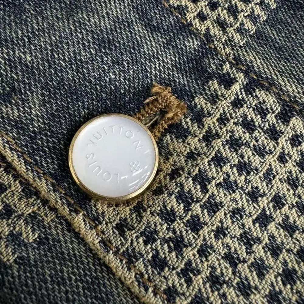 Louis Vuitton Men Damier Washed Denim Jacket-Navy 1AFWW4