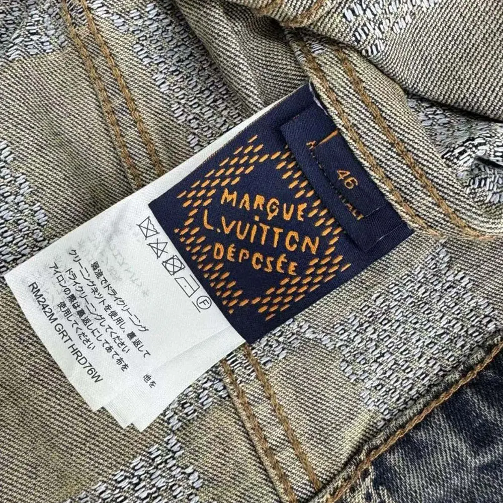 Louis Vuitton Men Damier Washed Denim Jacket-Navy 1AFWW4