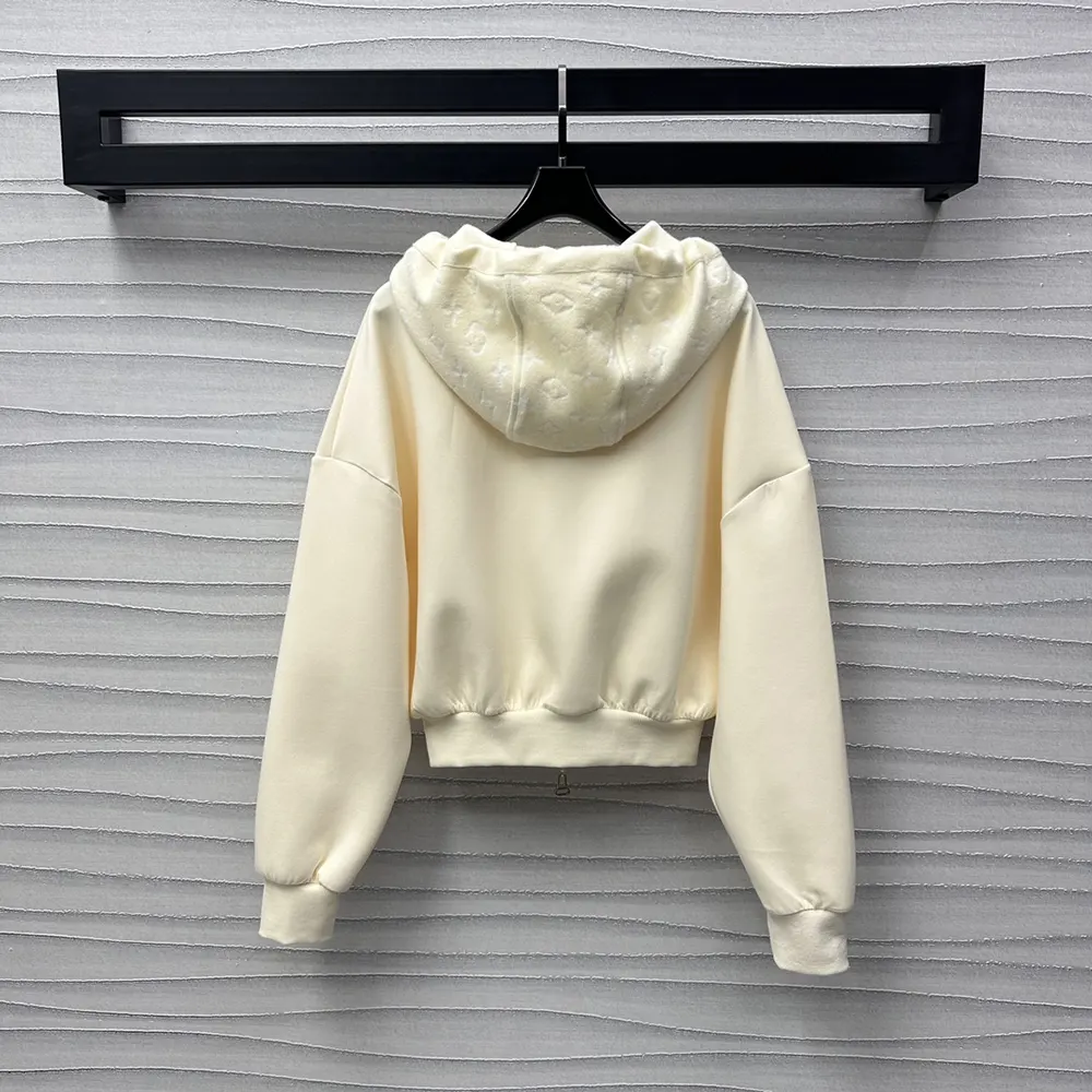 Louis Vuitton Men Monogram Accent Knit Hoodie-Milky White 1AGCHQ